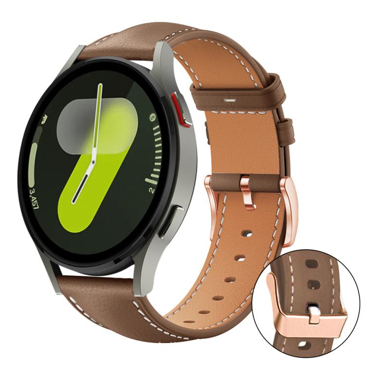 Bracelet de montre xDfind en cuir végan grain fin Black Shark avec boucle or rose, For Samsung Galaxy Watch7 / FE / 6 / 5 / 4, For Samsung Galaxy Fit3