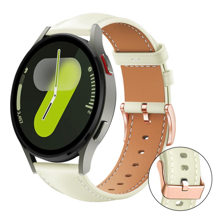 Bracelet de montre xDfind en cuir végan grain fin Black Shark avec boucle or rose, For Samsung Galaxy Watch7 / FE / 6 / 5 / 4, For Samsung Galaxy Fit3