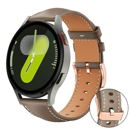 Bracelet de montre xDfind en cuir végan grain fin Black Shark avec boucle or rose, For Samsung Galaxy Watch7 / FE / 6 / 5 / 4, For Samsung Galaxy Fit3