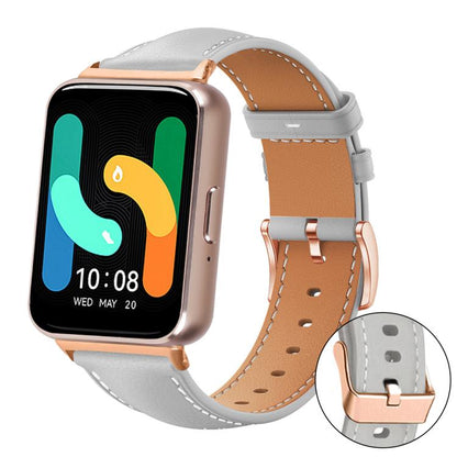 Bracelet de montre xDfind en cuir végan grain fin Black Shark avec boucle or rose, For Samsung Galaxy Watch7 / FE / 6 / 5 / 4, For Samsung Galaxy Fit3