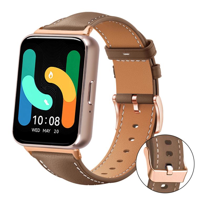 Bracelet de montre xDfind en cuir végan grain fin Black Shark avec boucle or rose, For Samsung Galaxy Watch7 / FE / 6 / 5 / 4, For Samsung Galaxy Fit3