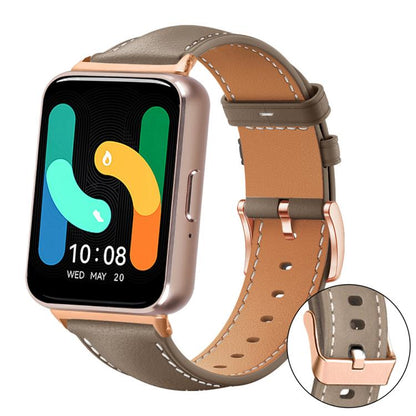 Bracelet de montre xDfind en cuir végan grain fin Black Shark avec boucle or rose, For Samsung Galaxy Watch7 / FE / 6 / 5 / 4, For Samsung Galaxy Fit3