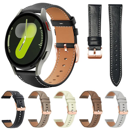 Bracelet de montre xDfind en cuir végan grain fin Black Shark avec boucle or rose, For Samsung Galaxy Watch7 / FE / 6 / 5 / 4, For Samsung Galaxy Fit3