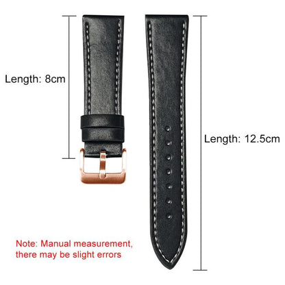 Bracelet de montre xDfind en cuir végan grain fin Black Shark avec boucle or rose, For Samsung Galaxy Watch7 / FE / 6 / 5 / 4, For Samsung Galaxy Fit3