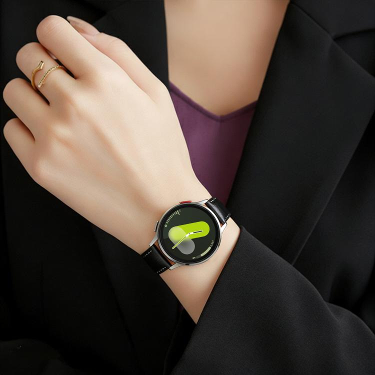 Bracelet de montre xDfind en cuir végan grain fin Black Shark avec boucle or rose, For Samsung Galaxy Watch7 / FE / 6 / 5 / 4, For Samsung Galaxy Fit3