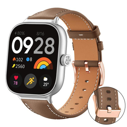 Bracelet de montre xDfind en cuir végan grain fin Black Shark avec boucle or rose, For Xiaomi Band 10 Pro / 9 Pro / Redmi Watch 6, For Redmi Watch 3 Active / Watch 3 Lite, For Redmi Watch 3