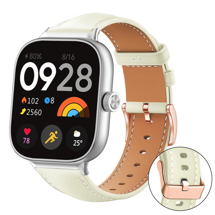 Bracelet de montre xDfind en cuir végan grain fin Black Shark avec boucle or rose, For Xiaomi Band 10 Pro / 9 Pro / Redmi Watch 6, For Redmi Watch 3 Active / Watch 3 Lite, For Redmi Watch 3