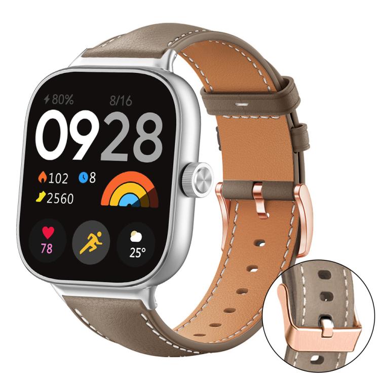 Bracelet de montre xDfind en cuir végan grain fin Black Shark avec boucle or rose, For Xiaomi Band 10 Pro / 9 Pro / Redmi Watch 6, For Redmi Watch 3 Active / Watch 3 Lite, For Redmi Watch 3