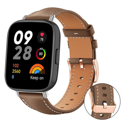 Bracelet de montre xDfind en cuir végan grain fin Black Shark avec boucle or rose, For Xiaomi Band 10 Pro / 9 Pro / Redmi Watch 6, For Redmi Watch 3 Active / Watch 3 Lite, For Redmi Watch 3