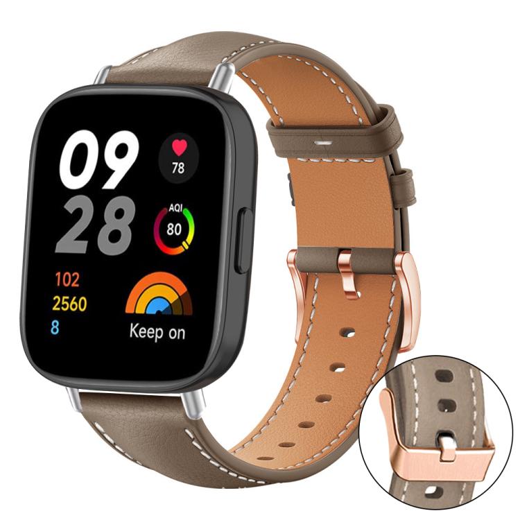 Bracelet de montre xDfind en cuir végan grain fin Black Shark avec boucle or rose, For Xiaomi Band 10 Pro / 9 Pro / Redmi Watch 6, For Redmi Watch 3 Active / Watch 3 Lite, For Redmi Watch 3