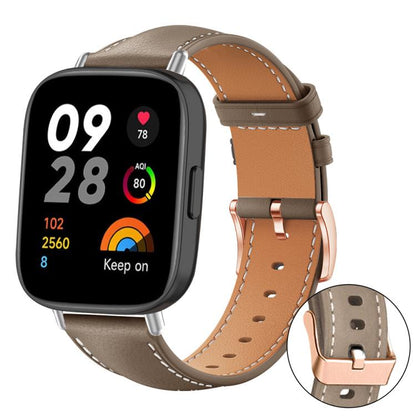 Bracelet de montre xDfind en cuir végan grain fin Black Shark avec boucle or rose, For Xiaomi Band 10 Pro / 9 Pro / Redmi Watch 6, For Redmi Watch 3 Active / Watch 3 Lite, For Redmi Watch 3