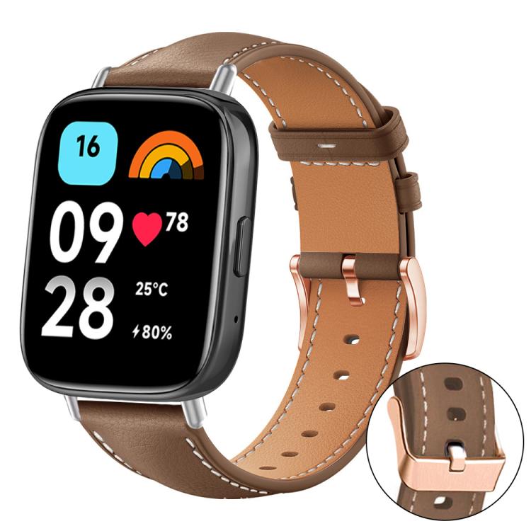 Bracelet de montre xDfind en cuir végan grain fin Black Shark avec boucle or rose, For Xiaomi Band 10 Pro / 9 Pro / Redmi Watch 6, For Redmi Watch 3 Active / Watch 3 Lite, For Redmi Watch 3