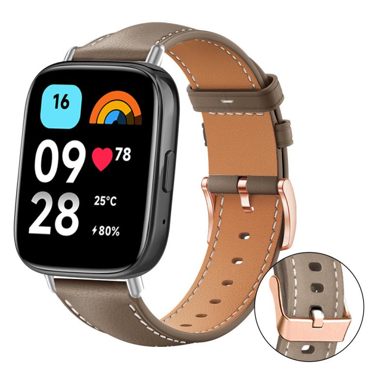 Bracelet de montre xDfind en cuir végan grain fin Black Shark avec boucle or rose, For Xiaomi Band 10 Pro / 9 Pro / Redmi Watch 6, For Redmi Watch 3 Active / Watch 3 Lite, For Redmi Watch 3