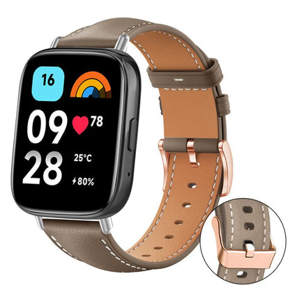 Bracelet de montre xDfind en cuir végan grain fin Black Shark avec boucle or rose, For Xiaomi Band 10 Pro / 9 Pro / Redmi Watch 6, For Redmi Watch 3 Active / Watch 3 Lite, For Redmi Watch 3