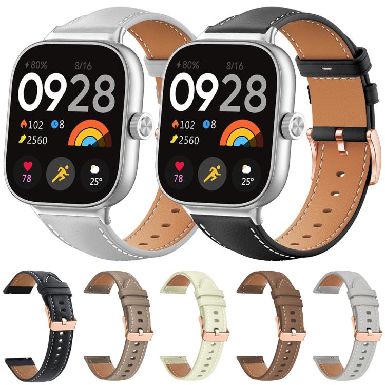 Bracelet de montre xDfind en cuir végan grain fin Black Shark avec boucle or rose, For Xiaomi Band 10 Pro / 9 Pro / Redmi Watch 6, For Redmi Watch 3 Active / Watch 3 Lite, For Redmi Watch 3
