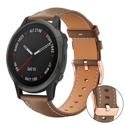 Bracelet de montre xDfind en cuir végan grain fin Black Shark avec boucle or rose, For Garmin Fenix 8/7/6/5 22mm, For Garmin Fenix 8/7S/6S/5S 20mm, For Garmin Forerunner 45 / 45S / Swim 2, For Garmin Forerunner 220/735/735XT/230/235                    ...
