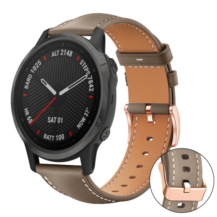 Bracelet de montre xDfind en cuir végan grain fin Black Shark avec boucle or rose, For Garmin Fenix 8/7/6/5 22mm, For Garmin Fenix 8/7S/6S/5S 20mm, For Garmin Forerunner 45 / 45S / Swim 2, For Garmin Forerunner 220/735/735XT/230/235                    ...