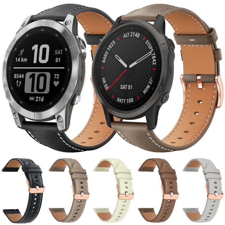 Bracelet de montre xDfind en cuir végan grain fin Black Shark avec boucle or rose, For Garmin Fenix 8/7/6/5 22mm, For Garmin Fenix 8/7S/6S/5S 20mm, For Garmin Forerunner 45 / 45S / Swim 2, For Garmin Forerunner 220/735/735XT/230/235                    ...