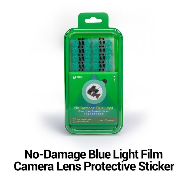 2UUL DA33 500 pièces/boîte Film protecteur anti-lumière bleue pour objectif d'appareil photo, sans dommage