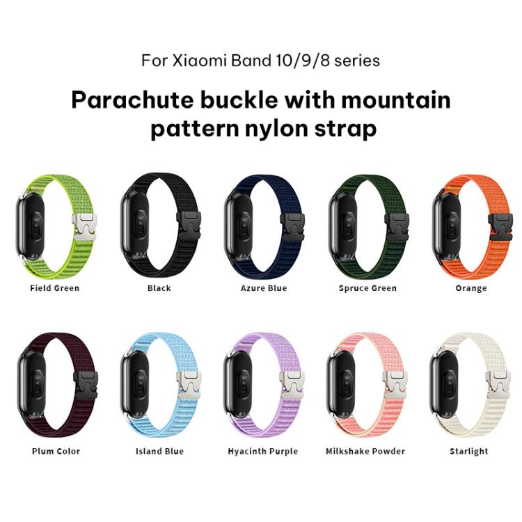 Bracelet de montre en nylon à motif montagne et boucle parachute xDfind, For Xiaomi Smart Band 10 / 9 / 8