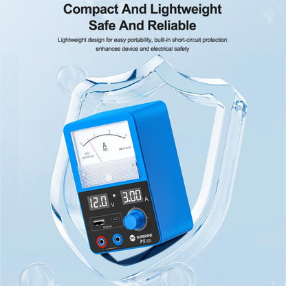 Alimentation intelligente SUNSHINE P5 Mini 5V / 3A à double affichage avec ampèremètre à aiguille, US Plug, EU Plug