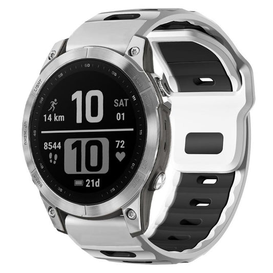 Bracelet de montre en silicone bicolore à tête plate xDfind, For Garmin Fenix 8/7/6/5 22mm, For Garmin Forerunner 220/735/735XT/230/235, For Garmin Forerunner 35/30/35j