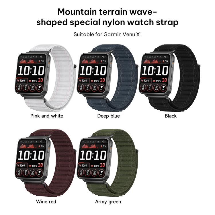 Bracelet de montre en nylon à motif vagues xDfind, For Garmin Venu X1