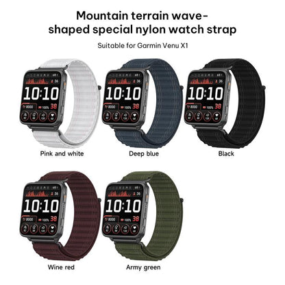 Bracelet de montre en nylon à motif vagues xDfind, For Garmin Venu X1
