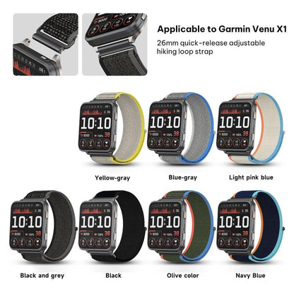 Bracelet de montre xDfind Wild Path Loop en nylon tissé à dégagement rapide, For Garmin Venu X1