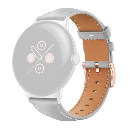 Bracelet de montre xDfind en cuir végan grain fin Black Shark avec boucle or rose, For Google Pixel Watch 4 / 3 / 2 / 1 41mm