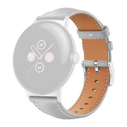 Bracelet de montre xDfind Flat Head Black Shark en cuir grainé fin, For Google Pixel Watch 5 / 4 / 3 / 2 / 1 41mm, For Google Pixel Watch 5 / 4 / 3 45mm