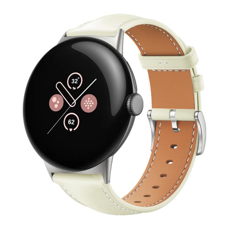 Bracelet de montre xDfind Flat Head Black Shark en cuir grainé fin, For Google Pixel Watch 5 / 4 / 3 / 2 / 1 41mm, For Google Pixel Watch 5 / 4 / 3 45mm