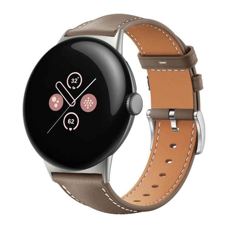 Bracelet de montre xDfind Flat Head Black Shark en cuir grainé fin, For Google Pixel Watch 5 / 4 / 3 / 2 / 1 41mm, For Google Pixel Watch 5 / 4 / 3 45mm