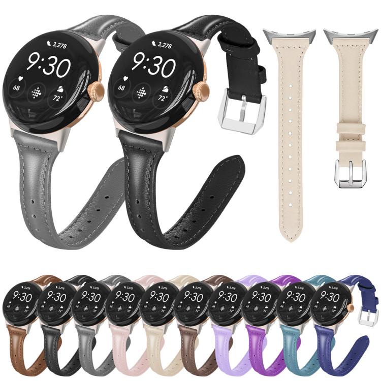 Bracelet de montre fin en cuir véritable xDfind, For Google Pixel Watch 4 / 3 45mm, For Google Pixel Watch 4 / 3 / 2 / 1 41mm