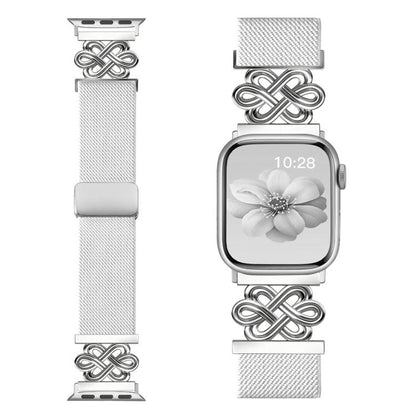 Bracelet de montre xDfind en nylon tressé avec boucle magnétique et nœud chinois, For Apple Watch 42 / 44 / 45 / 46 / 49mm, For Apple Watch 38 / 40 / 41 / S11 42mm