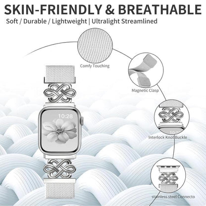 Bracelet de montre xDfind en nylon tressé avec boucle magnétique et nœud chinois, For Apple Watch 42 / 44 / 45 / 46 / 49mm, For Apple Watch 38 / 40 / 41 / S11 42mm