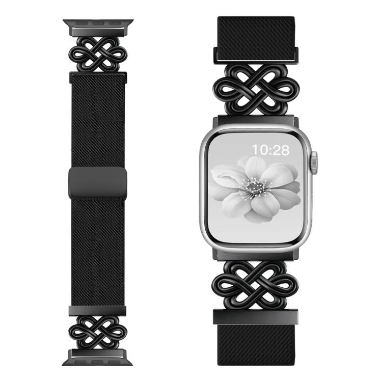 Bracelet de montre xDfind en nylon tressé avec boucle magnétique et nœud chinois, For Apple Watch 42 / 44 / 45 / 46 / 49mm, For Apple Watch 38 / 40 / 41 / S11 42mm