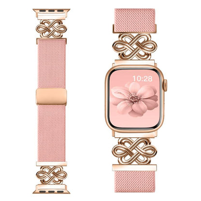 Bracelet de montre xDfind en nylon tressé avec boucle magnétique et nœud chinois, For Apple Watch 42 / 44 / 45 / 46 / 49mm, For Apple Watch 38 / 40 / 41 / S11 42mm