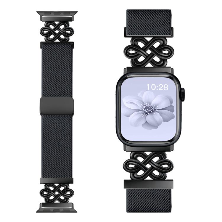Bracelet de montre xDfind en nylon tressé avec boucle magnétique et nœud chinois, For Apple Watch 42 / 44 / 45 / 46 / 49mm, For Apple Watch 38 / 40 / 41 / S11 42mm