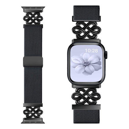 Bracelet de montre xDfind en nylon tressé avec boucle magnétique et nœud chinois, For Apple Watch 42 / 44 / 45 / 46 / 49mm, For Apple Watch 38 / 40 / 41 / S11 42mm
