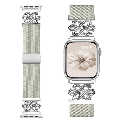 Bracelet de montre xDfind en nylon tressé avec boucle magnétique et nœud chinois, For Apple Watch 42 / 44 / 45 / 46 / 49mm, For Apple Watch 38 / 40 / 41 / S11 42mm