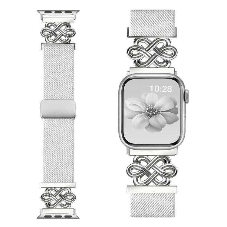 Bracelet de montre xDfind en nylon tressé avec boucle magnétique et nœud chinois, For Apple Watch 42 / 44 / 45 / 46 / 49mm, For Apple Watch 38 / 40 / 41 / S11 42mm
