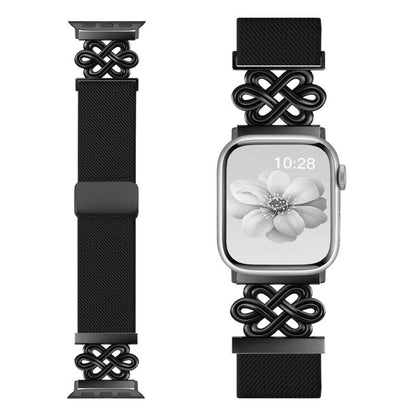 Bracelet de montre xDfind en nylon tressé avec boucle magnétique et nœud chinois, For Apple Watch 42 / 44 / 45 / 46 / 49mm, For Apple Watch 38 / 40 / 41 / S11 42mm