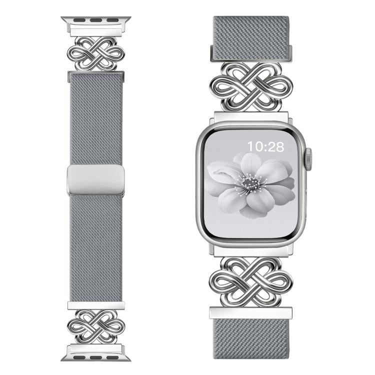 Bracelet de montre xDfind en nylon tressé avec boucle magnétique et nœud chinois, For Apple Watch 42 / 44 / 45 / 46 / 49mm, For Apple Watch 38 / 40 / 41 / S11 42mm