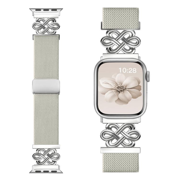 Bracelet de montre xDfind en nylon tressé avec boucle magnétique et nœud chinois, For Apple Watch 42 / 44 / 45 / 46 / 49mm, For Apple Watch 38 / 40 / 41 / S11 42mm