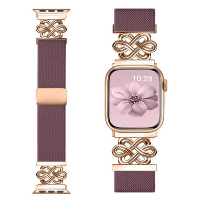 Bracelet de montre xDfind en nylon tressé avec boucle magnétique et nœud chinois, For Apple Watch 42 / 44 / 45 / 46 / 49mm, For Apple Watch 38 / 40 / 41 / S11 42mm