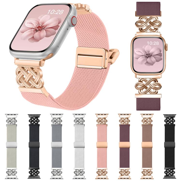 Bracelet de montre xDfind en nylon tressé avec boucle magnétique et nœud chinois, For Apple Watch 42 / 44 / 45 / 46 / 49mm, For Apple Watch 38 / 40 / 41 / S11 42mm