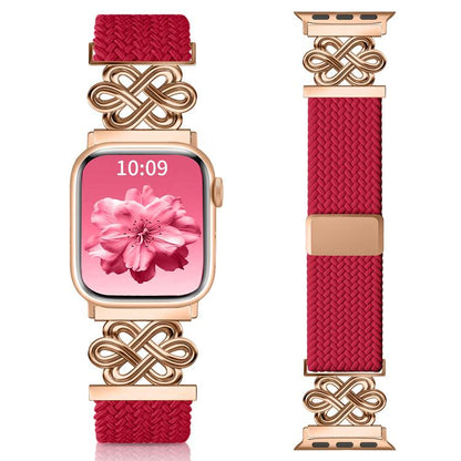 Bracelet de montre xDfind en nylon tressé arc-en-ciel avec nœud chinois et boucle magnétique, For Apple Watch 42 / 44 / 45 / 46 / 49mm, For Apple Watch 38 / 40 / 41 / S11 42mm