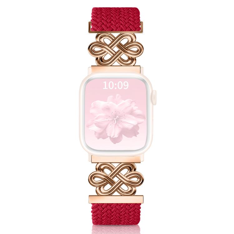 Bracelet de montre xDfind en nylon tressé arc-en-ciel avec nœud chinois et boucle magnétique, For Apple Watch 42 / 44 / 45 / 46 / 49mm, For Apple Watch 38 / 40 / 41 / S11 42mm