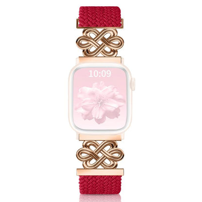 Bracelet de montre xDfind en nylon tressé arc-en-ciel avec nœud chinois et boucle magnétique, For Apple Watch 42 / 44 / 45 / 46 / 49mm, For Apple Watch 38 / 40 / 41 / S11 42mm